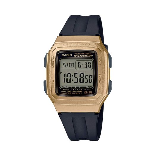 Casio F-201WAM-9A Resin Band Gold Digital Watch LED Light Waterproof F-201