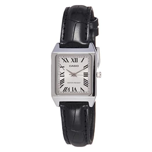 Casio LTP-V007L-7B1 Women's Rectangular Leather Strap Silver Roman Dial Dress Watch