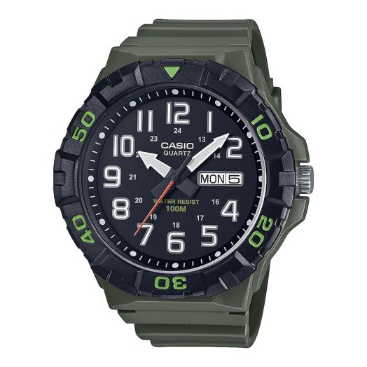 Casio Men Watch Analog Black Dial Resin Band MRW-210H-3AVDF., Green