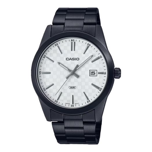Casio MTP-VD03B-7A Men's Standard Black IP Stanless Steel White Dial 3-Hand Analog Watch