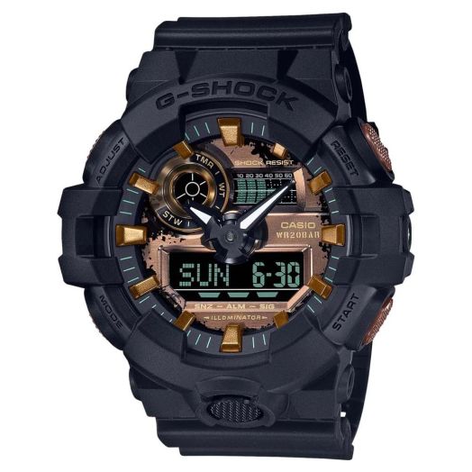 Casio GA-700RC-1A G-Shock Analog Digital Rust Series Resin Strap Quartz 200M Mens Watch Blue - Adult