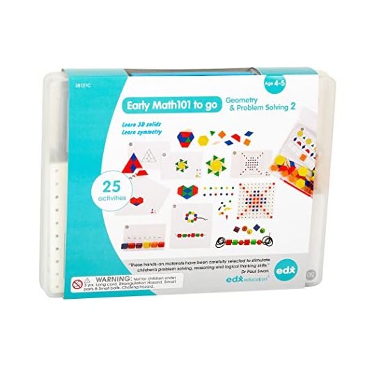 edxeducation Early Math101 To Go - Ages 4-5 - Geometry & Problem Solving - In Home Learning Kit for Kids - Homeschool Math Resources with 25+ Guided Activities