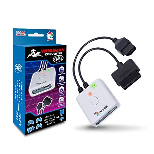 Brook Wingman SNES - Support Xbox Series X/S/One/360, PS5/PS4/PS3, Switch Pro controllers on Nintendo SNES/NES/New FC/SF consoles, All in one Retro Gaming Converter