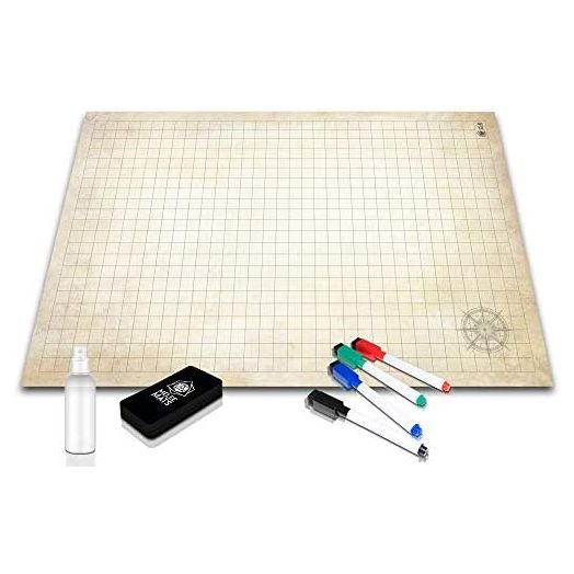 Melee Mats Battle Grid Game Mat, Reusable Dry Erase Vinyl RPG Map, 24 x 36