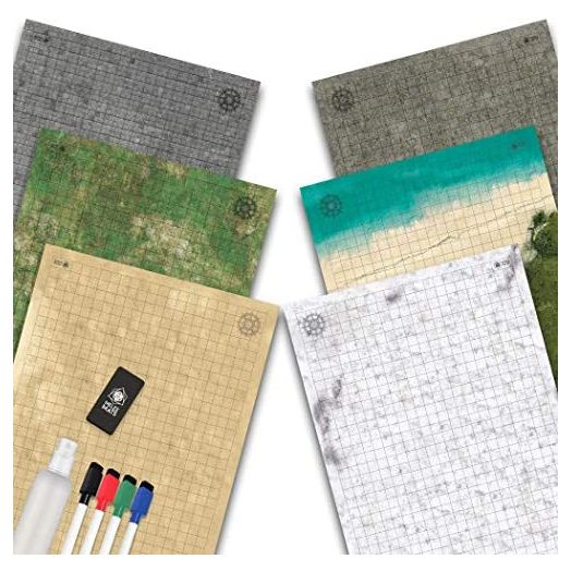 Melee Mats Battle Grid Game Mat, Doublesided Tabletop RPG Paper Terrain (3 Pack)