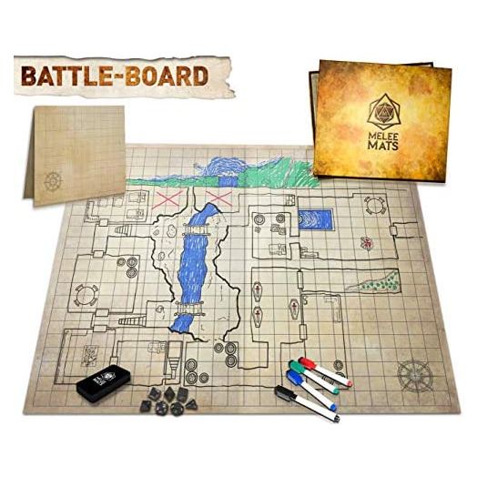 The Original Battle Grid Game Board, 23x27, Dry Erase Square & Hex RPG Miniatures Mat, Tabletop Role-Playing Dice Map