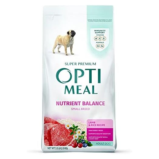 OPtimeal Small Breed Dog Food - Proudly Ukrainian - Nutrient Balance Dry Small Dog Food High-Protein to Support Healthy Digestion and Joint Health (3.3lbs, Lamb & Rice)