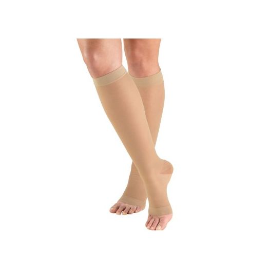 Truform Women's Stockings, Knee High, Sheer, Open Toe: 15-20 mmHg, Nude, Small