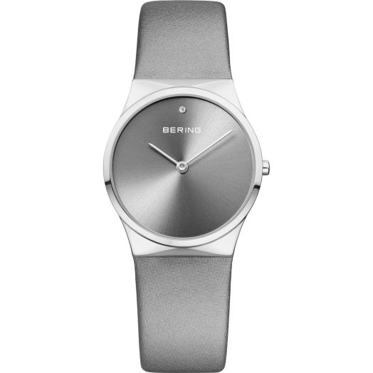 BERING Women Analog Quartz Classic Collection Watch with Satin Strap and Sapphire Crystal 12130-609, Silver, Bracelet