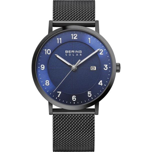 Bering Solar Men's Watch Brushed Black Blue 15439-327