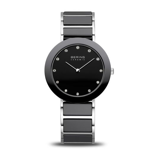 BERING Women's Quartz Movement Watch - Ceramic Collection with Stainless Steel/Ceramic and Sapphire Glass 11435-XXX Bracelet Watches - Waterproof: 5 ATM