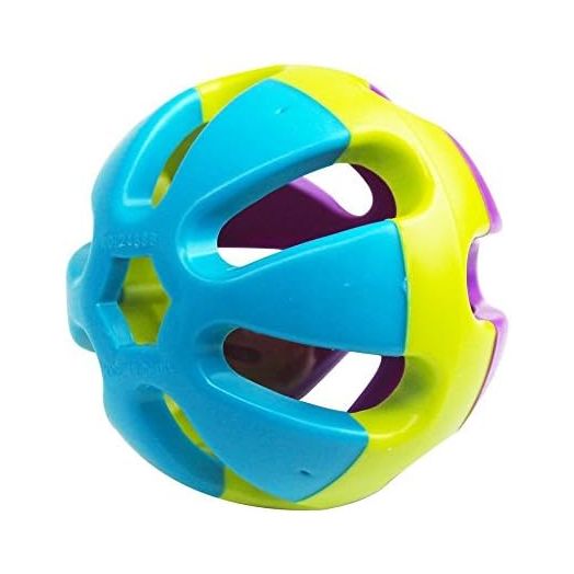 Hypeety Pet Parrot Toy Plastic Colorful Birds Ball with One Bell for Budgie African Grey Cockatoo Cockatiel Sun Conures Rabbit Cat 1PC Color Random