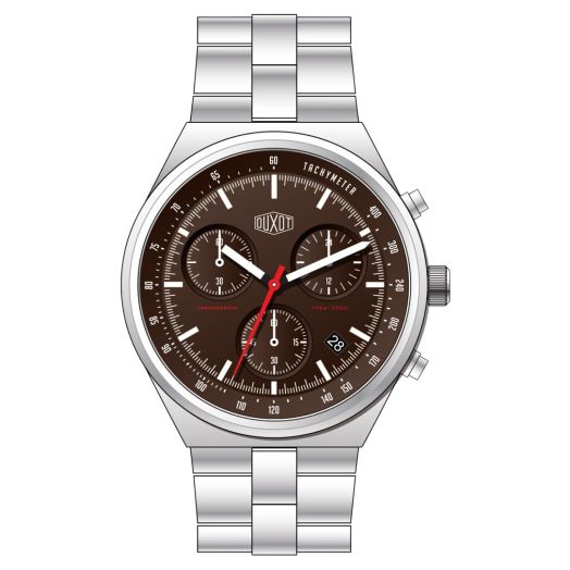 Duxot Men's 40mm Consillio Chronograph Matte Brown Watch with Solid Stainless Steel Bracelet DX-2008-66