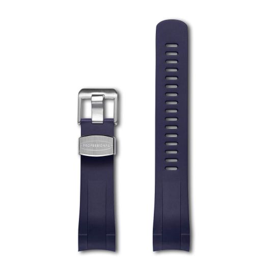 Crafter Blue TD01 Curved End Watch Band Rubber Strap Replacement for Tudor Heritage 41mm Black Bay 79230, 79350, 79363, 79730 etc - Blue