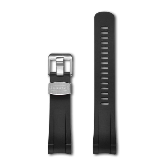 Crafter Blue TD02 Curved End Watch Band Quick Release Soft Rubber Strap Replacement for Tudor Pelagos 25600TB, 25600TN, 25610TNL(LHD) - Black