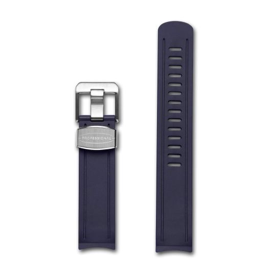 Crafter Blue CB02 Curved End Watch Band Rubber Strap Replacement for Seiko Sumo SPB101J1,SPB125J1, SPB103J1, SBDC001, SBDC003, SBDC031, SBDC033, SBDC057, SBDC069, SBDC081, SBDC083 etc - Dark Blue