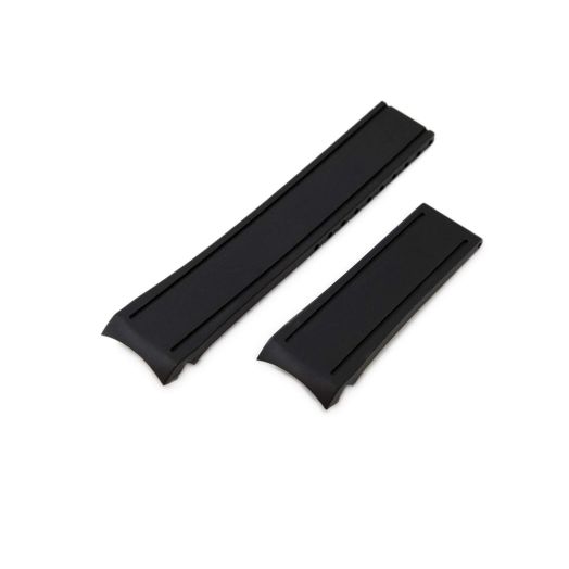 Crafter Blue CB03 Curved End Watch Band Rubber Strap Replacement for Seiko MM300 MarineMaster SBDX001, SBDX003, SBDX005, SBDX017, SBDX021(SLA019J1), SBDX025, SBDX023, SLA023J1(SLA021J1) etc - Black