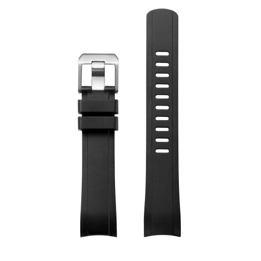 Crafter Blue RX01 Curved End Watch Band Rubber Strap Replacement for ROLEX SUBMARINER REF. 14060 & 14060M, Black