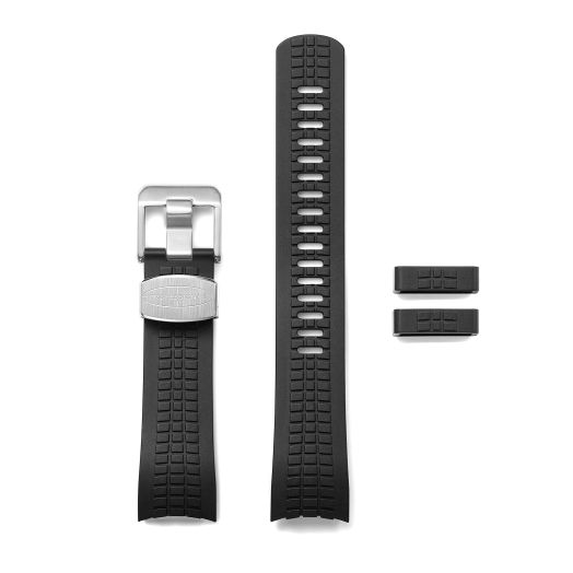 Crafter Blue CB11 Curved End Watch Band Rubber Strap Replacement for Seiko SKX series, SRPDxx series and new Seiko Sports 5, Black