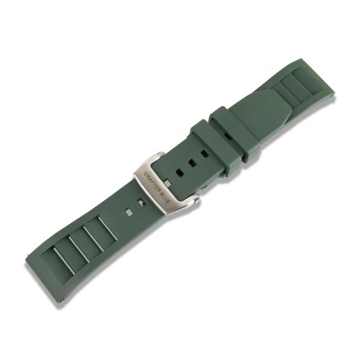 Crafter Blue UX08 Straight End Butterfly-clasp FKM Rubber Strap Replacement Band for All 22mm Width Lug Watches, Green