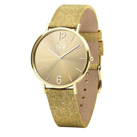ICE-Watch - City Sparkling - Glitter Gold - Women's Wristwatch with Leather Strap - 015081 (Extra Small)