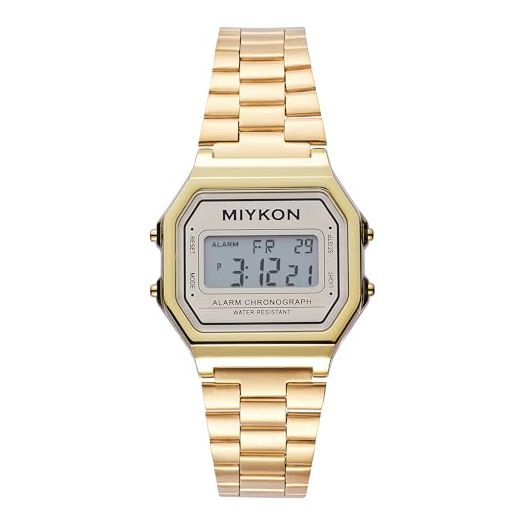 Miykon Stainless Steel Digital Watches for Men and Women - Vintage Retro Style Multifunction Digital Watch, Chronograph Stopwatch, Daily Alarm, Countdown, Lap Timer, Dual Timezone, Auto Calendar Day