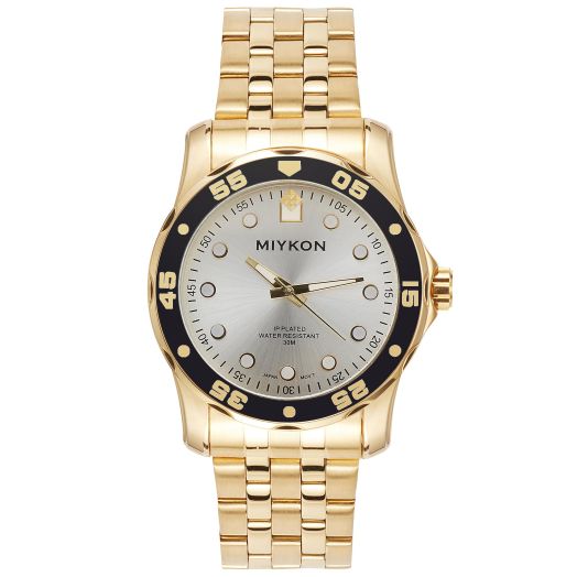 Miykon Stainless Steel Watches for Men - Sport Watch, Japanese Quartz, Water Resistant, 45mm - Model Y2G06 (Gold/Silver)