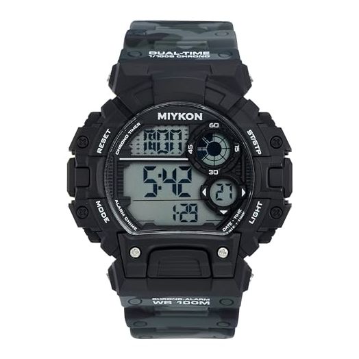 Miykon Digital Watches for Men - Multifunction Digital Watch, Chronograph Stopwatch, Daily Alarm, Countdown, Lap Timer, Dual Timezone, Auto Calendar Day and Date, 12/24 Hour Display Military Time,