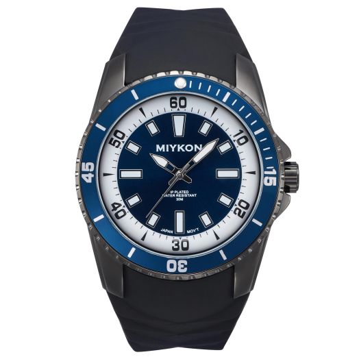 Miykon Silicone Watches for Men - Sport Watch, Japanese Quartz, Water Resistant, 46mm - Model B2G26 (Blue)