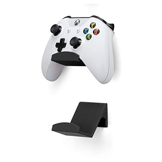 Game Controller Wall Mount Stand Holder (2 Pack) for XBOX ONE SWITCH PS4 STEAM PC NINTENDO, Universal Gamepad Accessories - No screws, Stick on, Black By Brainwavz (V2 - Improved Adhesion) UGC1