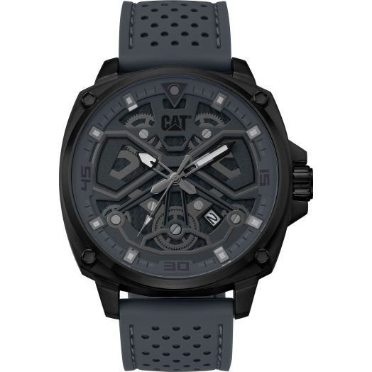 CAT 'Tokyo' Men Watch, 44mm case, Gray face, Stainless Steel case, Silicone Strap, Black/Gray dial (AJ.151.25.525)