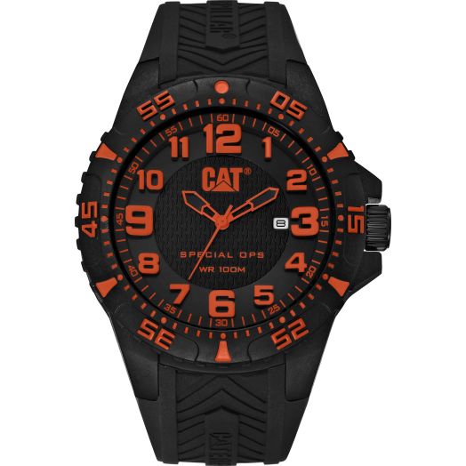 CAT Special OPS 2 Black/Orange Men Watch, 45.5 mm case (K3.121.21.118)