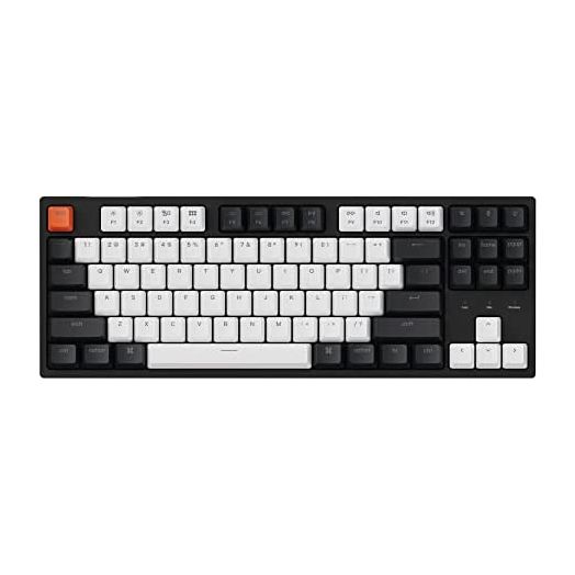 Keychron C1 87 Key Wired Mechanical Keyboard, USB Type-C Cable, Double-Shot ABS Keycaps TKL Mechanical Gaming Keyboard, White Backlit Gateron G Pro Brown Switch for Mac Windows