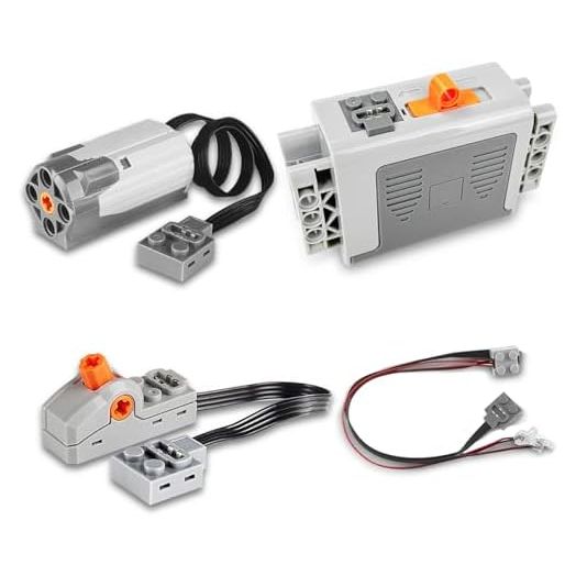 4-in-1 Motor Kit Engine Kit Electric Motors Kit Power Function Set Building Blocks 1 High-Speed M Motors, 1 Battery Box, 1 Switch, 1 Light Cord Birthday Gift for Kids and Adults