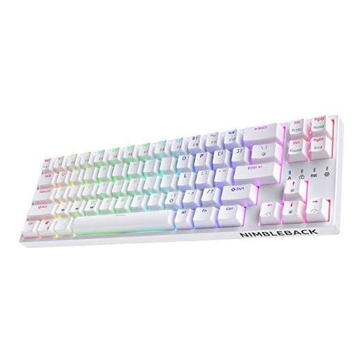 LTC NB681 Nimbleback Wired 65% Mechanical Keyboard, RGB Backlit Ultra-Compact 68 Keys Gaming Keyboard with Hot-Swappable Switch and Stand-Alone Arrow/Control Keys (Hot Swappable Red Switch, White)