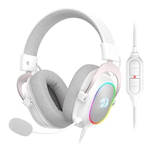 Redragon H510 Zeus-X RGB White Wired Gaming Headset - 7.1 Surround Sound - 53MM Audio Drivers in Memory Foam Ear Pads w/Durable Fabric Cover- Multi Platforms Headphone - USB Powered for PC/PS4/NS