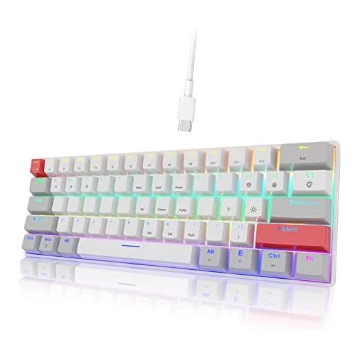 NEWMEN GM610 Mechanical Gaming Keyboard,60% Mini Keyboard with Extra Keycap Set,61 Keys RGB Backlit Hot-Swappable Wireless Bluetooth/USB Wired PC Gaming Keyboard for Windows Mac Android(Brown Switch)