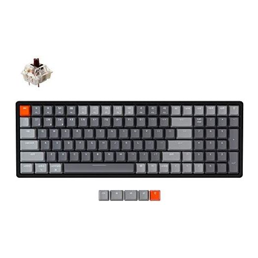 Keychron K4 Wireless Bluetooth/USB Wired Gaming Mechanical Keyboard, Compact 100 Keys RGB LED Backlit Gateron G Pro Brown Switch N-Key Rollover, Aluminum Frame for Mac Windows, Version 2
