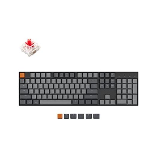 Keychron K10 Full Size 104 Keys Bluetooth Wireless/USB Wired Mechanical Gaming Keyboard for Mac with Gateron G Pro Red Switch/Multitasking/White LED Backlight Computer Keyboard for Windows Laptop