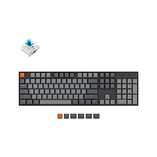 Keychron K10 Full Size Layout RGB Backlight Hot-Swappable Mechanical Gaming Keyboard for Mac Windows, Multitasking 104-Key Bluetooth Wireless/USB Wired Computer Keyboard with Gateron G Pro Blue Switch