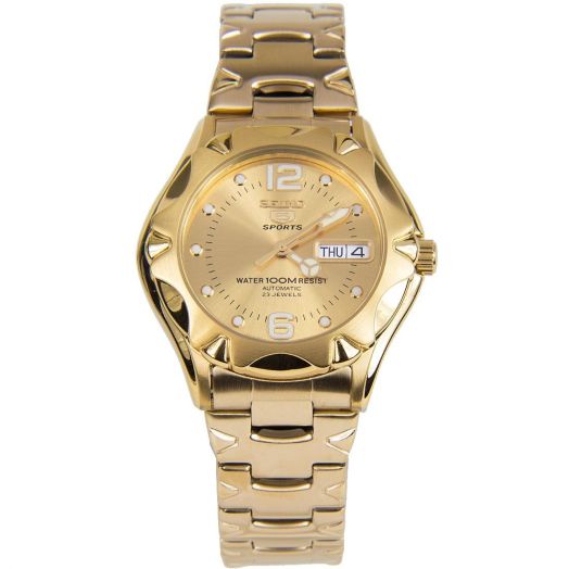 SEIKO 5 Automatic Gold Dial Yellow Gold-Tone Men's Watch SNZ460J1