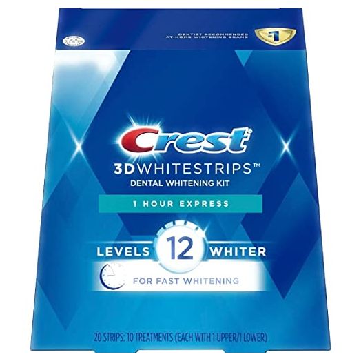 Crest 3D Whitestrips, 1 Hour Express, Teeth Whitening Strip Kit, 20 Strips (10 Count Pack)