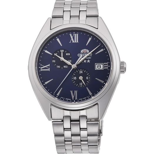 ORIENT RA-AK0505L Men's Tri Star Altair Stainless Steel Multifunction Blue Dial Automatic Watch