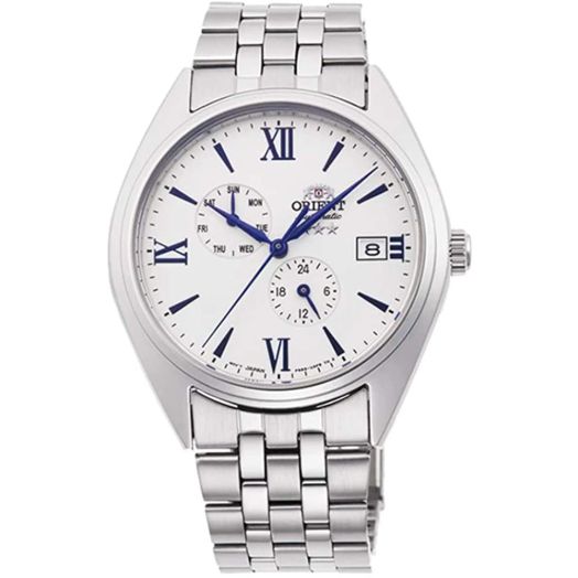 ORIENT RA-AK0506S Men's Tri Star Altair Stainless Steel Multifunction White Dial Automatic Watch