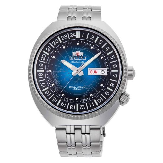 Orient Revival World Map Men's Automatic and Manual Winding Classic Mechanical Bracelet and Stainless Steel Case