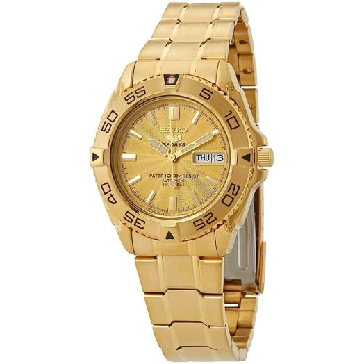 SEIKO 5 Sports Automatic Gold Dial Men's Watch SNZB26J1