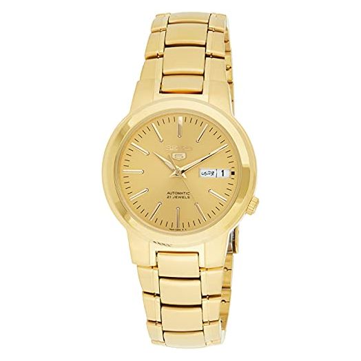 Seiko Men's SNKA10 5 Automatic Gold Dial Gold-Tone Stainless Steel Watch
