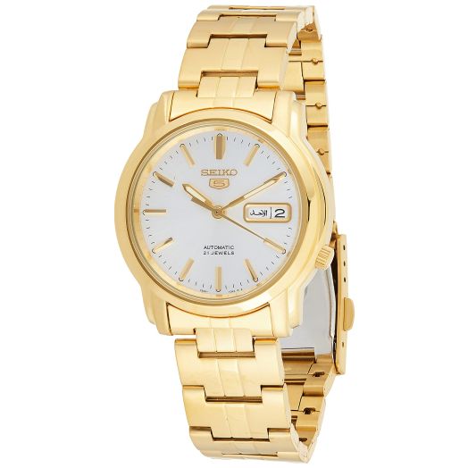 Seiko Men's SNKK74 Gold Plated Stainless Steel Analog with Silver Dial Watch