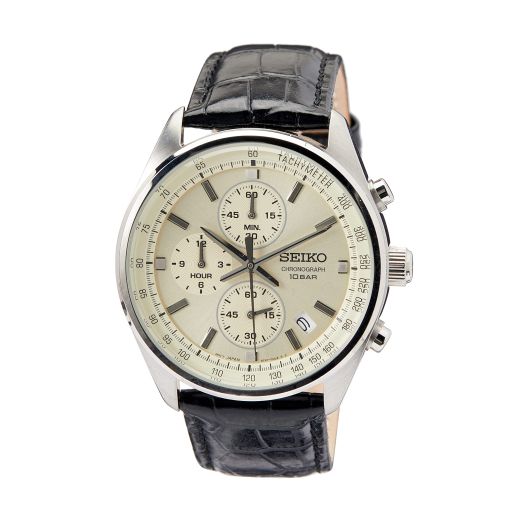 Seiko Herren-Uhr Quarz Edelstahl mit Lederband