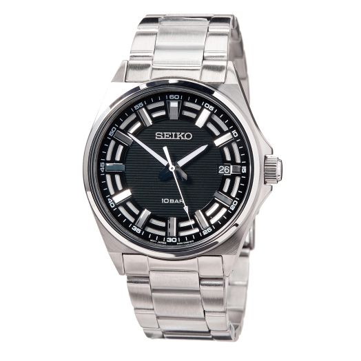 SEIKO Men's Classic Black Dial Watch - SUR505P1